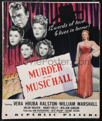 1y0126 MURDER IN THE MUSIC HALL pressbook 1946 Ralston, 12 words of love, 6 lives in terror, rare!