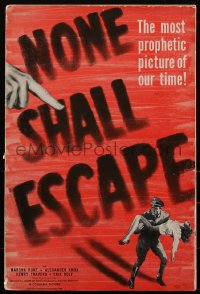 1y0131 NONE SHALL ESCAPE pressbook 1944 trial of Nazi war criminals BEFORE the war had ended, rare!