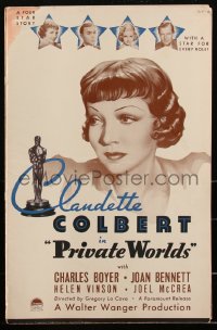 1y0137 PRIVATE WORLDS pressbook 1935 psychiatrist Claudette Colbert & Charles Boyer, ultra rare!