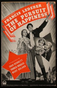 1y0139 PURSUIT OF HAPPINESS pressbook 1934 Joan Bennett, Francis Lederer, Revolutionary War romance!