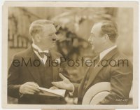 1y1906 FOOLS FOR LUCK candid 8x10.75 still 1928 mustached W.C. Fields with visitor Eugene Pallette!