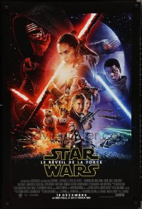 1z1200 FORCE AWAKENS int'l French language advance DS 1sh 2015 Star Wars: Episode VII, cast montage!