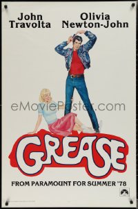 1z1220 GREASE teaser 1sh 1978 Linda Fennimore art of John Travolta & Olivia Newton-John, classic!