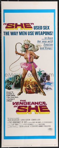 1z1091 VENGEANCE OF SHE insert 1968 Hammer fantasy, art of sexy Olinka Berova w/whip by Allison!