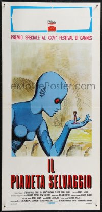 1z0584 FANTASTIC PLANET Italian locandina 1974 La Planete Sauvage, wild sci-fi cartoon art, Cannes!