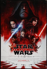 1z1285 LAST JEDI advance DS 1sh 2017 Star Wars, incredible sci-fi image of Hamill, Driver & Ridley!