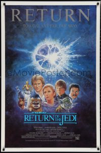 1z1375 RETURN OF THE JEDI studio style 1sh R1985 George Lucas classic, Mark Hamill, Ford, Tom Jung art!