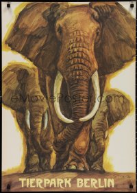 1z0122 TIERPARK BERLIN 23x32 East German special poster 1987 Reiner Zieger art of elephants!