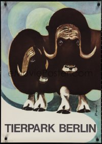 1z0119 TIERPARK BERLIN 23x32 East German special poster 1980 Reiner Zieger art of muskox, rare!