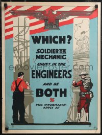 1z0299 WHICH SOLDIER OR MECHANIC 18x23 special poster 1919 artwork of a civilian and a soldier!