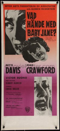 1z0337 WHAT EVER HAPPENED TO BABY JANE? Swedish stolpe 1963 Robert Aldrich, Bette Davis & Crawford!