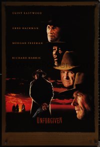 1z1474 UNFORGIVEN DS 1sh 1992 gunslinger Clint Eastwood, Gene Hackman, Morgan Freeman, Harris!