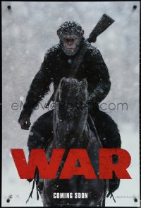 1z1484 WAR FOR THE PLANET OF THE APES int'l teaser DS 1sh 2017 image of Caesar on horseback!