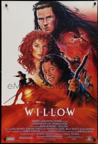 1z1490 WILLOW 1sh 1988 Ron Howard directed, John Alvin art of Val Kilmer, Warwick Davis & Whalley!