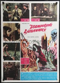 1z0536 VAMPIRE LOVERS Yugoslavian 20x27 1970 Hammer, deadly the blood-nymphs, pink title style!