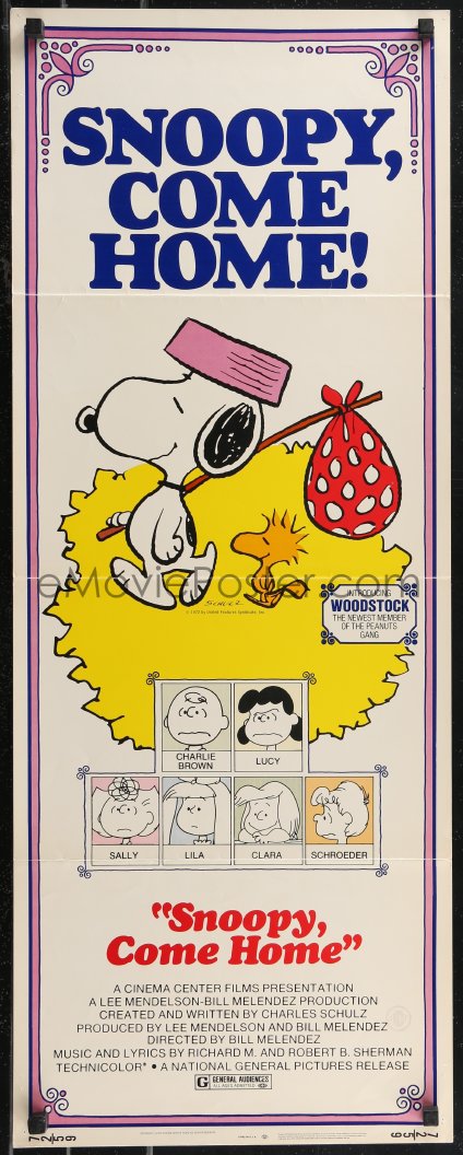 1z1066 SNOOPY COME HOME insert 1972 Peanuts, Charlie Brown, great Schulz  art of Snoopy & Woodstock!