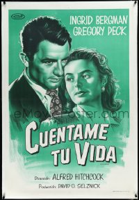 2a0633 SPELLBOUND linen Argentinean R1960s different art of Gregory Peck & Ingrid Bergman, Hitchcock!