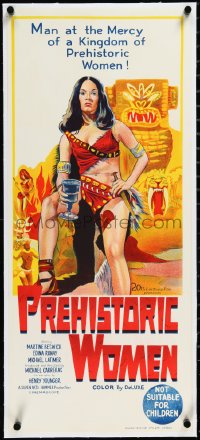 2a0669 PREHISTORIC WOMEN linen Aust daybill 1966 Hammer, Slave Girls, art of sexiest cave woman with whip!