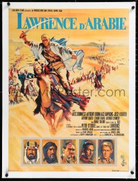 2a0716 LAWRENCE OF ARABIA linen French 23x31 1963 David Lean classic, great art of O'Toole on camel!