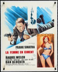 2a0724 LADY IN CEMENT linen French 18x22 1969 Grinsson art of Frank Sinatra & sexy Raquel Welch!