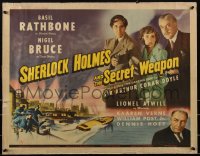 2a0358 SHERLOCK HOLMES & THE SECRET WEAPON 1/2sh 1942 Basil Rathbone & Nigel Bruce, ultra rare!