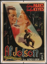 2a0575 JOLSON STORY linen Italian 1p 1950 Ballester art of Parks & Evelyn Keyes, Al Jolson, rare!