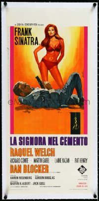 2a0698 LADY IN CEMENT linen Italian locandina 1968 Nistri art of Frank Sinatra & sexy Raquel Welch!