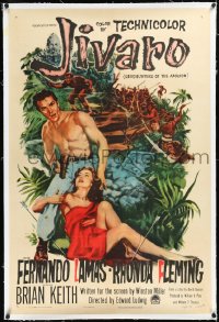 2a0942 JIVARO linen 3D 1sh 1954 art of sexy Rhonda Fleming & barechested Fernando Lamas!