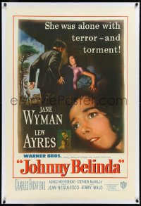 2a0947 JOHNNY BELINDA linen 1sh 1948 Jane Wyman was alone with terror and torment, Lew Ayres