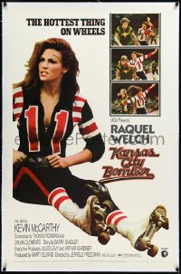 2a0948 KANSAS CITY BOMBER linen 1sh 1972 full-length sexy roller derby girl Raquel Welch!