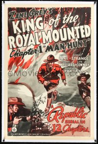 2a0952 KING OF THE ROYAL MOUNTED linen chapter 1 1sh 1940 Canadian Mountie serial, Man Hunt!