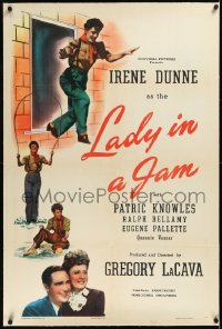 2a0955 LADY IN A JAM linen style C 1sh 1942 Irene Dunne, Patrick Knowles, different & ultra rare!