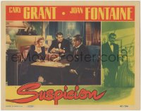 2a0511 SUSPICION LC 1941 Cary Grant & Joan Fontaine sitting with Nigel Bruce, Alfred Hitchcock!