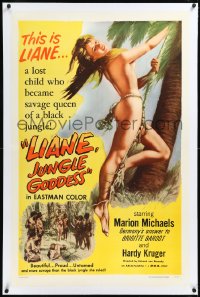 2a0962 LIANE JUNGLE GODDESS linen 1sh 1958 sexy mostly naked 16 year-old blonde Marion Michaels!