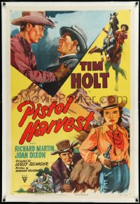 2a1008 PISTOL HARVEST linen 1sh 1951 Tim Holt, Richard Martin & pretty Joan Dixon in western action!