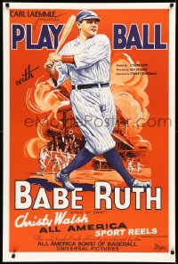 2a0295 PLAY BALL WITH BABE RUTH S2 poster 2001 wonderful artwork of the amazing baseball legend!