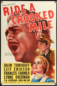 2a1022 RIDE A CROOKED MILE linen 1sh 1938 Akim Tamiroff, Leif Erikson, Frances Farmer, very rare!