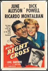 2a1023 RIGHT CROSS linen 1sh 1950 Ricardo Montalban treats women rough like he is in the boxing ring!