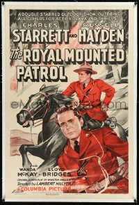 2a1029 ROYAL MOUNTED PATROL linen 1sh 1941 art of Canadian Mounties Charles Starrett & Russell Hayden!