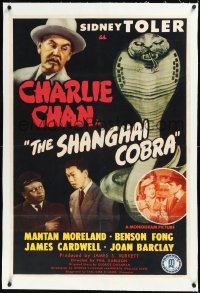 2a1038 SHANGHAI COBRA linen 1sh 1945 Sidney Toler as Charlie Chan, Mantan Moreland, Benson Fong