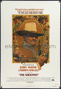 2a1042 SHOOTIST linen 1sh 1976 best Richard Amsel artwork of aging gunfighter John Wayne & cast!