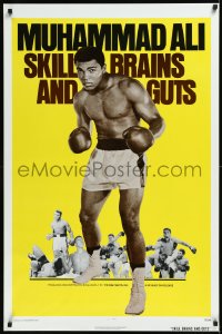 2a0337 SKILL BRAINS & GUTS 1sh 1975 best image of Muhammad Ali in boxing trunks & gloves raised!