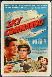 2a1047 SKY COMMANDO linen 1sh 1953 Korean War pilot Dan Duryea flies the hottest planes ever!