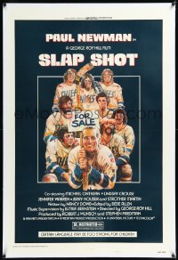 2a1048 SLAP SHOT linen 1sh 1977 Paul Newman hockey sports classic, great cast portrait art by Craig!