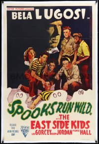 2a1054 SPOOKS RUN WILD linen 1sh R1949 Bela Lugosi + Leo Gorcey & The East Side Kids & ghost!