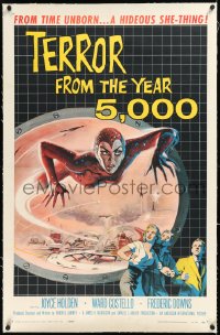 2a1066 TERROR FROM THE YEAR 5,000 linen 1sh 1958 great art of the hideous she-thing from time unborn!