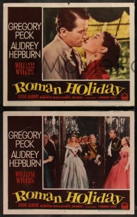 2a0517 ROMAN HOLIDAY 8 LCs 1953 many great images of Audrey Hepburn & Gregory Peck, Vespa, rare!