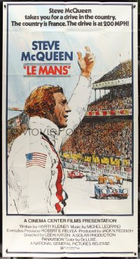 2b0575 LE MANS 3sh 1971 Tom Jung artwork of race car driver Steve McQueen waving at fans!