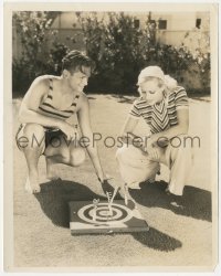 2b1794 JOAN CRAWFORD/DOUGLAS FAIRBANKS JR 8x10 news photo 1931 husband & wife playing darts at home!