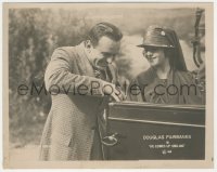 2b1676 HE COMES UP SMILING 8x10 LC 1918 Douglas Fairbanks Sr. helping Marjorie Daw into car!